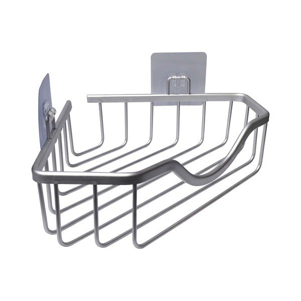 Spīdīgas sudraba krāsas alumīnija vannas istabas plaukts ar uzstādīšanu bez urbšanas/stūra Filaire Aluminium – douceur d'intérieur-image-1