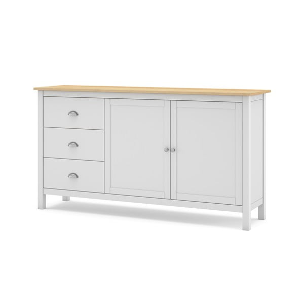 Balta/dabīga toņa zema priedes kumode 150x80,5 cm Misti – Marckeric-image-2