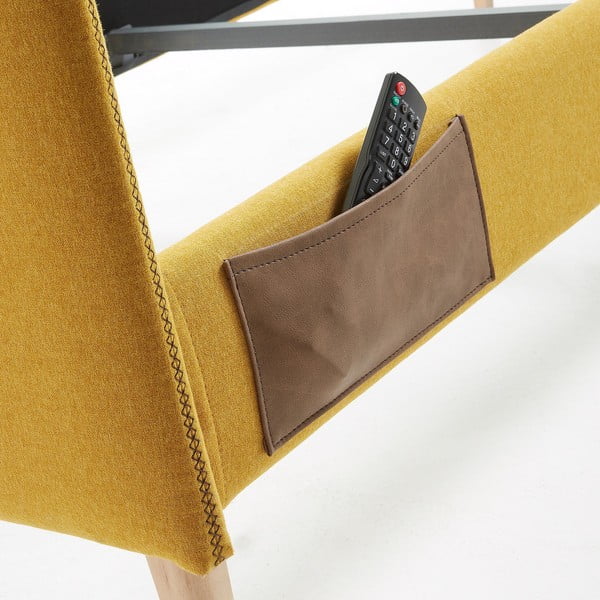 Dzeltena polsterēta gulta Kave Home Lydia, 90 x 190 cm-image-4