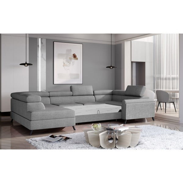 Gaiši pelēks salokāms/ar uzglabāšanas vietu stūra dīvāns (ar kreiso stūri/U veida) Escada – ELTAP-image-2