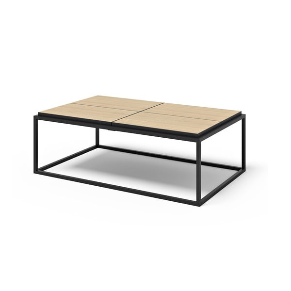 Melns/dabīga toņa žurnālgaldiņš ar ozolkoka imitācijas galda virsmu 75x120 cm Douro – TemaHome-image-2