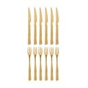 Zelta krāsas nerūsējošā tērauda galda piederumi (12 gab.) Ollin – Bloomingville