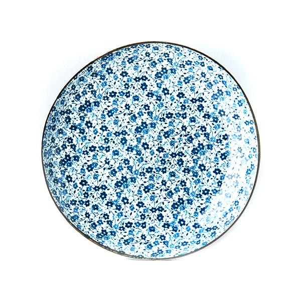 Zili balts keramikas šķīvis MIJ Daisy, ø 23 cm