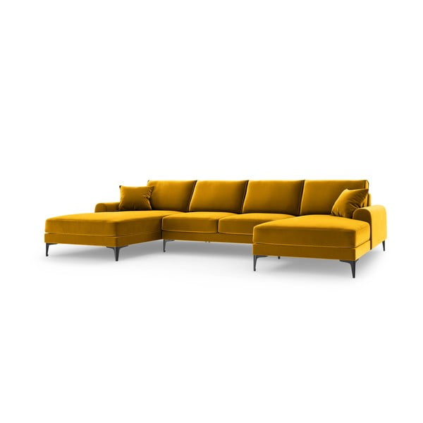 Dzeltens samta U veida dīvāns Mazzini Sofas Madara-image-2