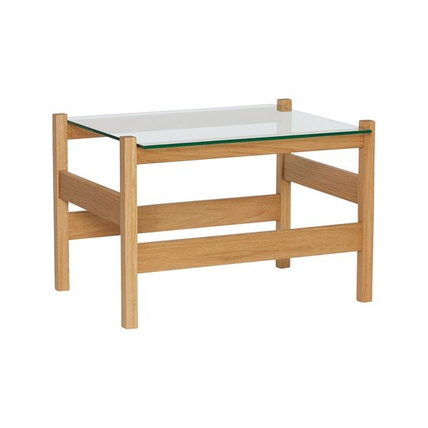 Dabīga toņa žurnālgaldiņš ar stikla galda virsmu 52x66 cm Ledge – Hübsch-image-3