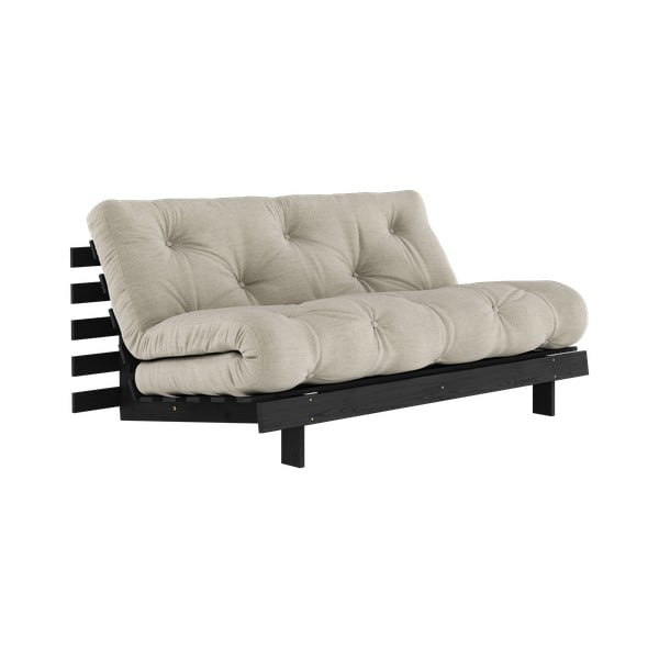 Pelēks/bēšs lina salokāms dīvāns 160 cm Roots Black Night – Karup Design