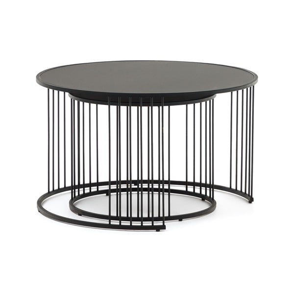 Apaļš sānu galdiņš ar stikla galda virsmu ø 75 cm Hadar – Kave Home-image-2