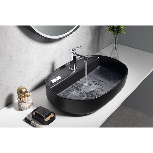 Melna keramikas izlietne 60x40 cm Infinity Oval – Sapho-image-4
