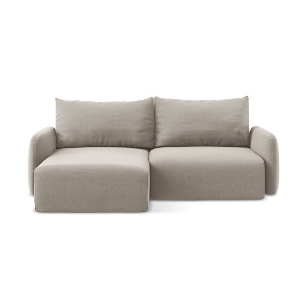 Pelēkbrūns samta salokāms stūra dīvāns ar uzglabāšanas vietu (ar kreiso stūri/ar zvilni) Kalena – Makamii