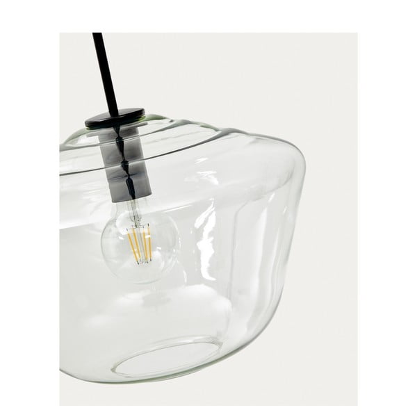 Melna piekaramā lampa ar stikla abažūru ø 34 cm Mao – Kave Home-image-3
