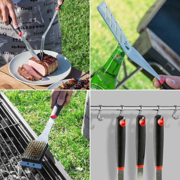 11 gabalu nerūsējošā tērauda bārbekjū piederumu komplekts futrālī InnovaGoods Professional Barbecue-image-3