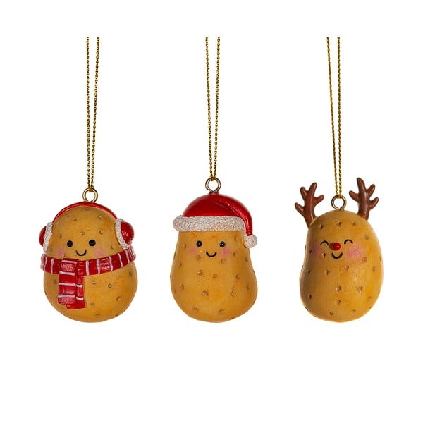 Polirezīna Ziemassvētku eglītes rotājumi (3 gab.) Happy Potatoes – Sass & Belle