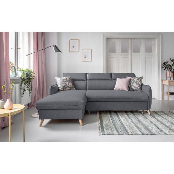 Tumši pelēks salokāms stūra dīvāns (ar kreiso stūri) Sweet Harmony – Miuform-image-3