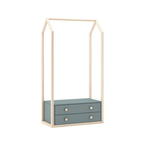 Dūmakaini zaļš atvērta tipa bērnu drēbju skapis 80x170x40 cm Esteban – Marckeric-image-2