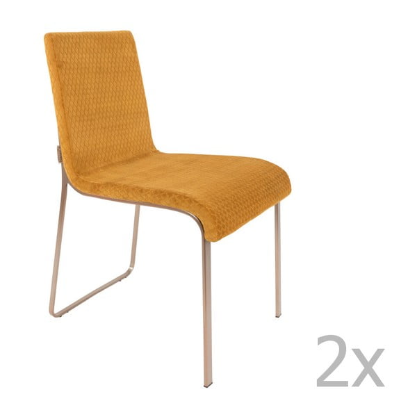 2 dzeltenu Dutchbone Fiore krēslu komplekts