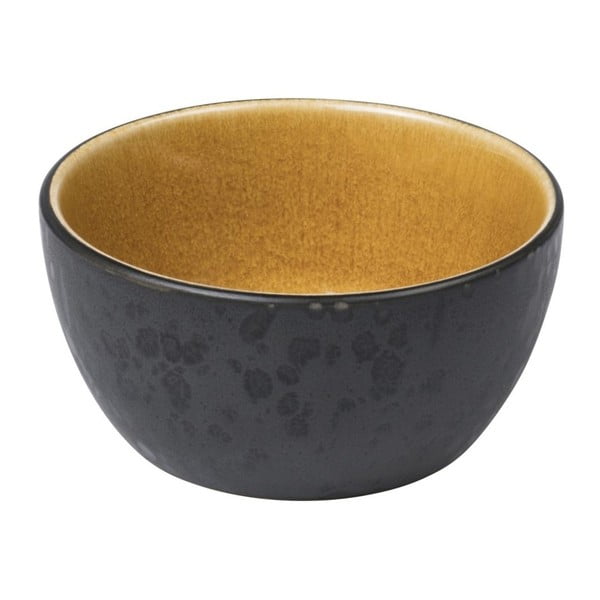 Melns keramikas trauks ar okera krāsas glazūru iekšpusē Bitz Mensa, diametrs 10 cm