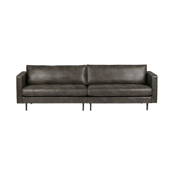 Melns pārstrādātas ādas dīvāns BePureHome Rodeo, 277 cm