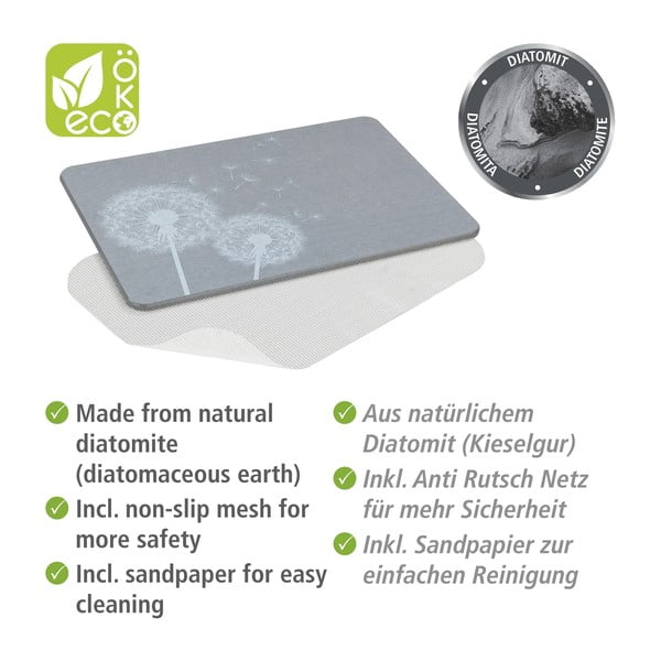 Pelēks diatomīta vannas istabas paklājiņš 39x60 cm Astera – Wenko-image-3