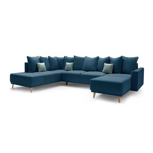 Dīvāns-guļamvieta tumši zilā krāsā Bobochic Paris Panoramique XXL Mola, labais stūris