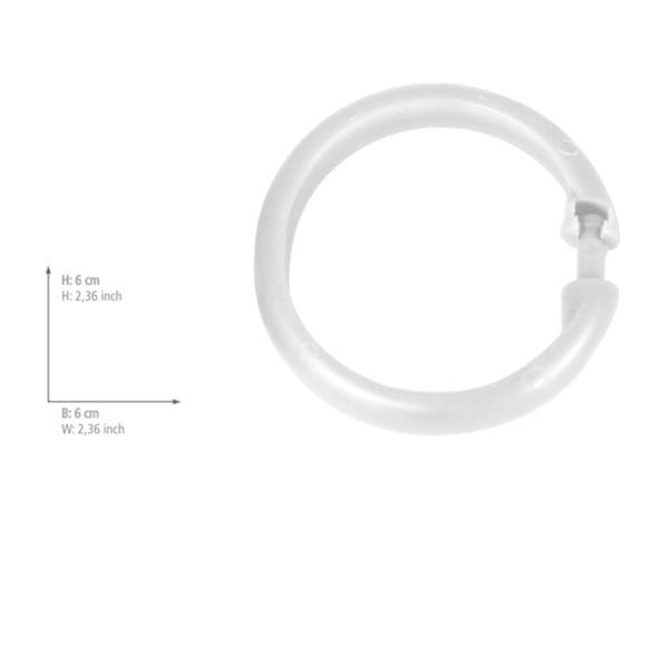 12 baltu plastmasas riņķu komplekts Wenko dušas aizkaram-image-1