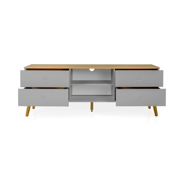 Pelēka TV kumode ar ozolkoka kājām Tenzo Dot, platums 162 cm-image-2