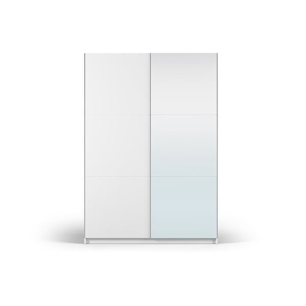 Balts drēbju skapis ar spoguli un bīdāmām durvīm 151x215 cm Lisburn – Cosmopolitan Design