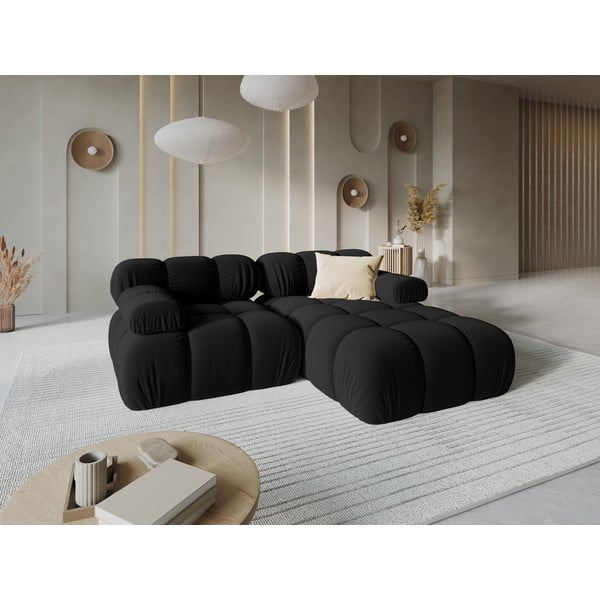 Melns samta stūra dīvāns (ar labo stūri) Bellis – Micadoni Home-image-1