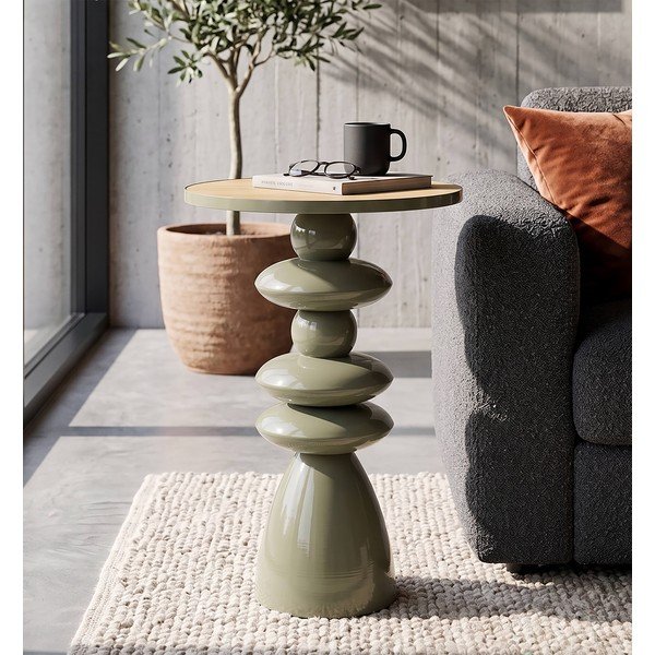 Metāla apaļš sānu galdiņš ø 45,5 cm Metal Console – Mauro Ferretti-image-1