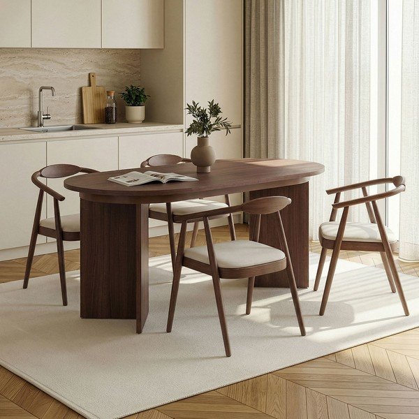 Izvelkams ēdamgalds ar papildu galda virsmu ar riekstkoka imitāciju 90x160 cm Sorell – Kalune Design-image-2