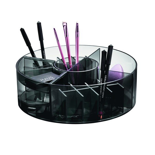 Matēts melns vannas istabas organizators kosmētikai no pārstrādātas plastmasas Cosmetic Carousel – iDesign-image-3