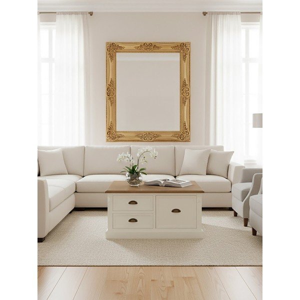Balts žurnālgaldiņš ar egles koka imitāciju 90x90 cm Hardwick – Premier Housewares-image-3