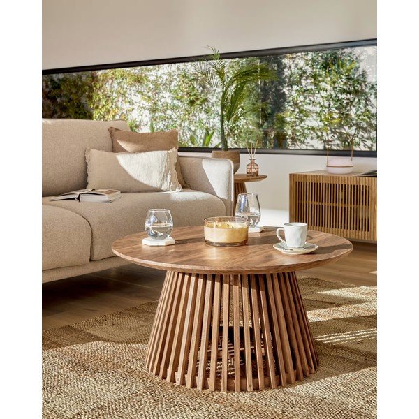 Žurnālgaldiņš no tīkkoka Kave Home Irune, ⌀ 80 cm-image-1