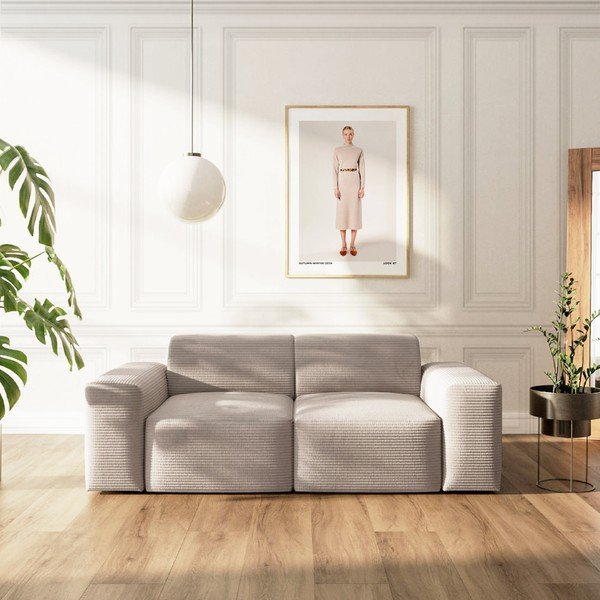 Bēšs velveta dīvāns 205 cm Villet – Rodier-image-1
