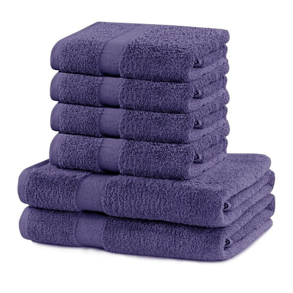 2+4 violetu kokvilnas dvieļu komplekts DecoKing Marina