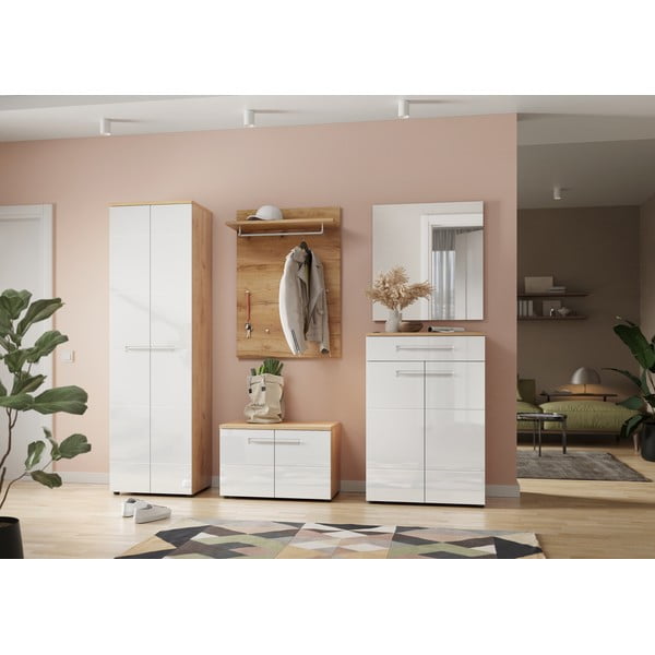 Balts dabīga toņa skapis ar ozolkoka imitāciju 60x198 cm Aledo – Germania-image-4