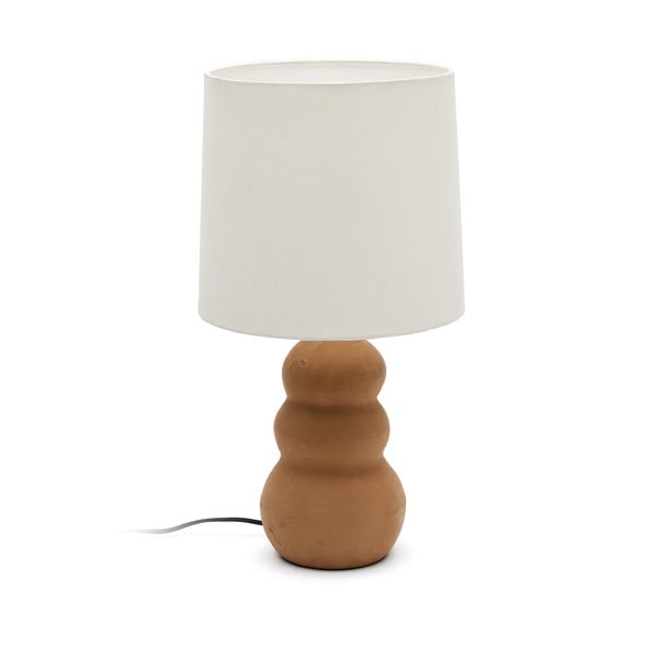 Balta/brūna galda lampa ar auduma abažūru (augstums 55 cm) Madsen – Kave Home
