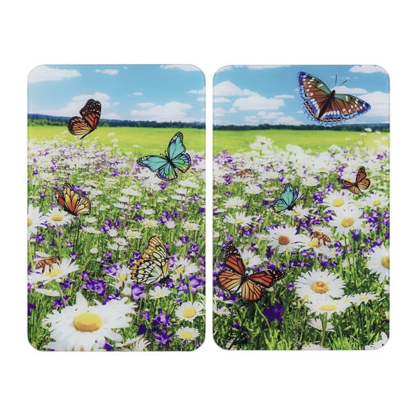 Rūdīta stikla plīts aizsargplāksnes (2 gab.) 52x30 cm Summer Meadow – Maximex