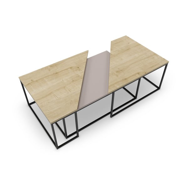 Žurnālgaldiņi ar ozolkoka imitācijas galda virsmu (3 gab.) 70x110 cm Titan – Marckeric-image-4