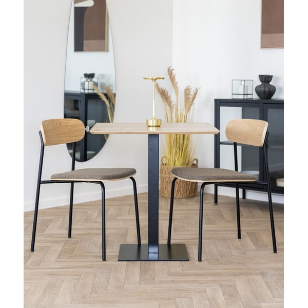 Melns/brūns pusdienu krēsls saliekams viens uz otra ar oškoka imitāciju Estepona – House Nordic-image-1