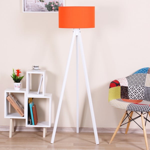 Balta brīvi stāvoša lampa ar oranžu abažūru Kate Louise Beyaz