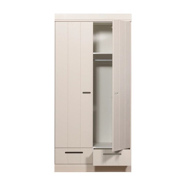 Pelēkbēšs priedes masīvkoka drēbju skapis 94x195x53 cm Connect – WOOOD-image-3
