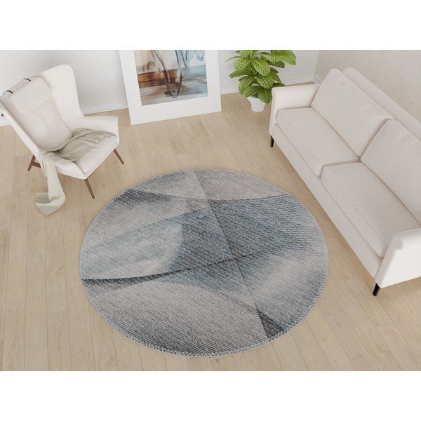 Gaiši pelēks mazgājams apaļš paklājs ø 100 cm – Vitaus-image-1