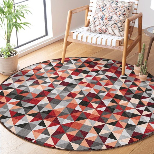 Sarkans/pelēks mazgājams apaļš paklājs ø 100 cm Ignite – Mila Home-image-3