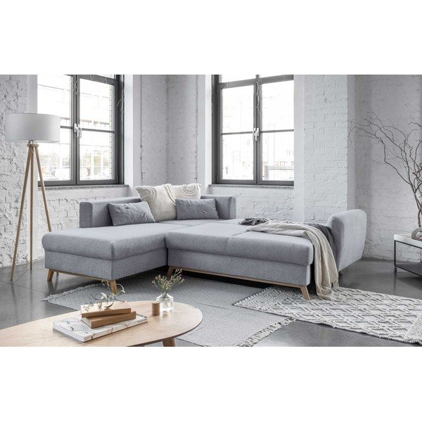 Gaiši pelēks izlaižams stūra dīvāns Miuform Scandic Lagom L, kreisais stūris-image-4