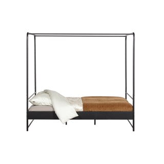 Melna metāla divguļamā gulta Bunk, 160x200 cm