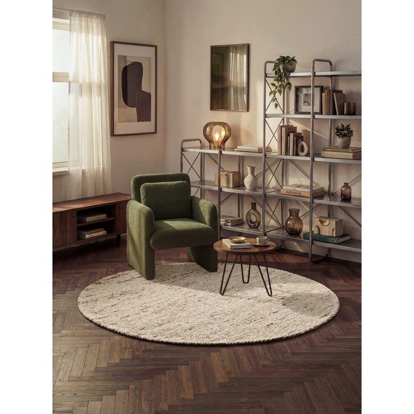 Bēšs ar rokām darināts vilnas apaļš paklājs ø 200 cm Bexley Woolwich – Ted Baker-image-1