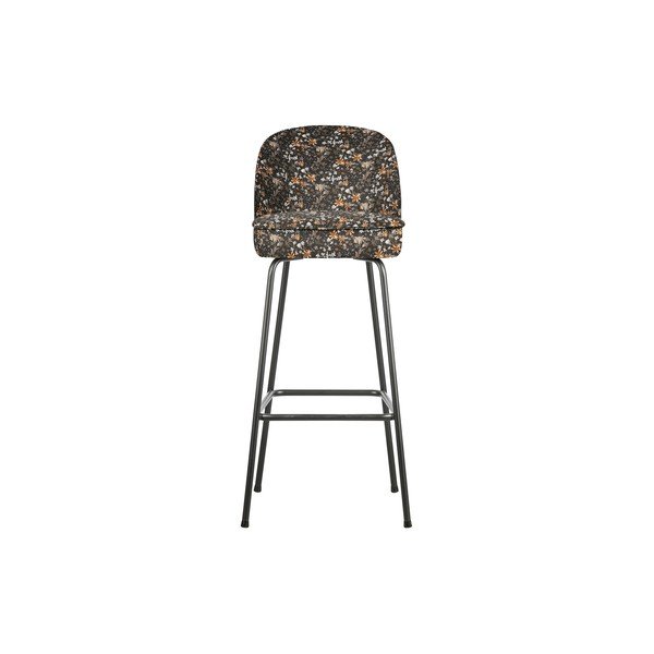 Melns bāra krēsls ar ziedu rakstu BePureHome Vogue Flower, augstums 79 cm