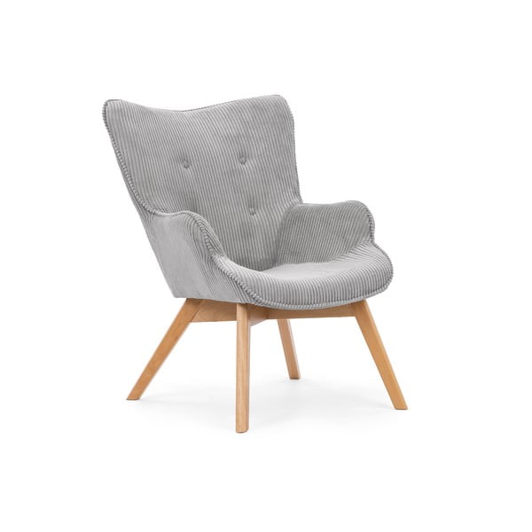 Pelēks velveta atpūtas krēsls ar kāju balstu Niko – Ropez-image-4