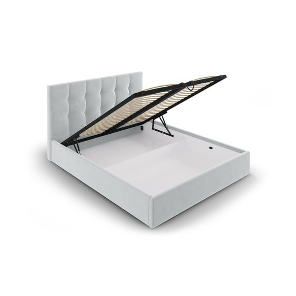 Gaiši pelēka samta divguļamā gulta Mazzini Beds Nerin, 160 x 200 cm-image-3