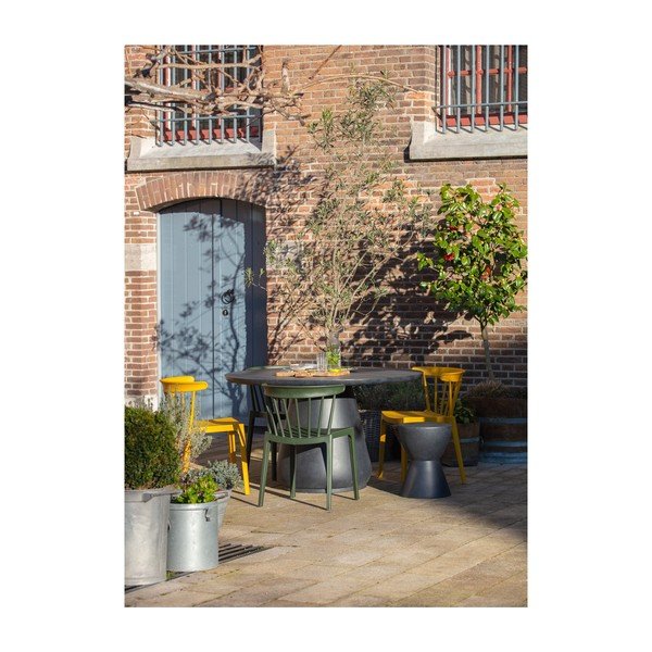 Antracīta pelēks taburete, piemērots izmantošanai ārpus telpām WOOOD Dover, ø 35 cm-image-1